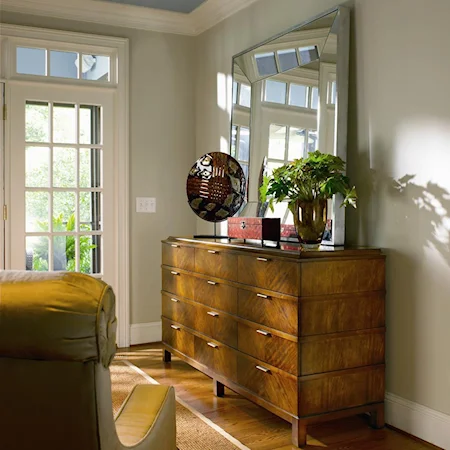 Dresser and Metal Frame Mirror